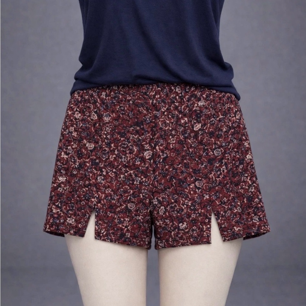 Tavik Burgundy Floral High Waist Shorts